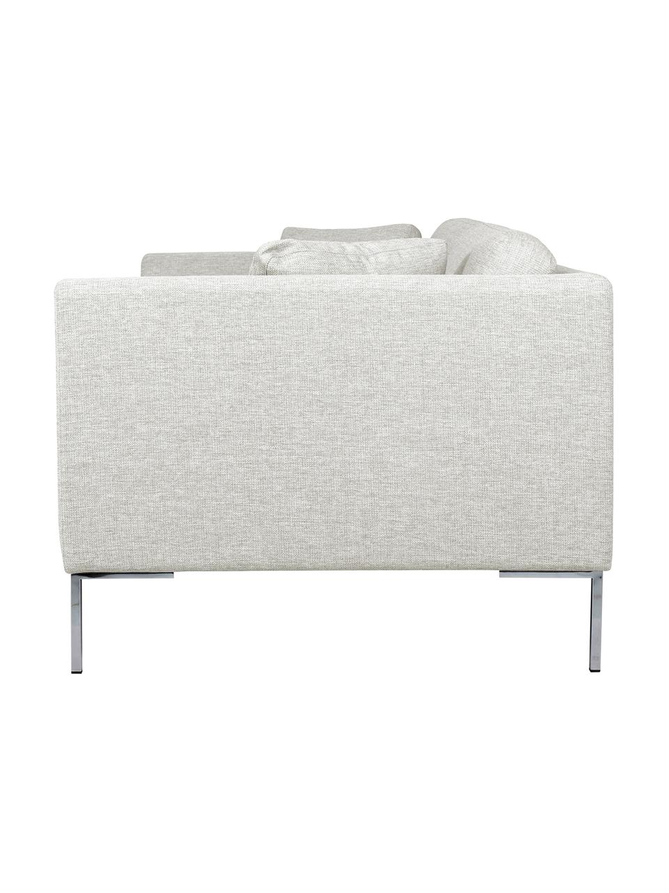 Sofa Emma (3-Sitzer), Bezug: Polyester 100.000 Scheuer, Gestell: Massives Kiefernholz, Füße: Metall, galvanisiert, Webstoff Cremeweiß, Füße Silber, B 227 x T 100 cm