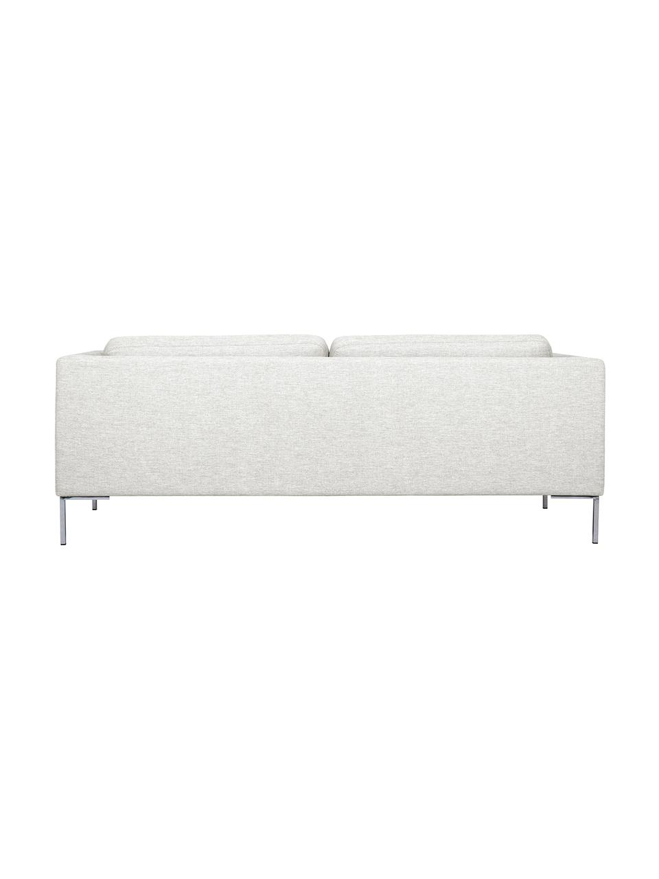 Sofa Emma (3-Sitzer), Bezug: Polyester 100.000 Scheuer, Gestell: Massives Kiefernholz, Füße: Metall, galvanisiert, Webstoff Cremeweiß, Füße Silber, B 227 x T 100 cm