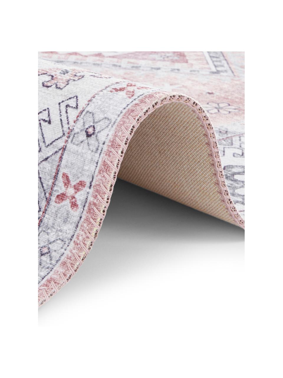 Tapis de couloir Gratia, 100 % polyester, Vieux rose, gris, larg. 160 x long. 230 cm (taille M)
