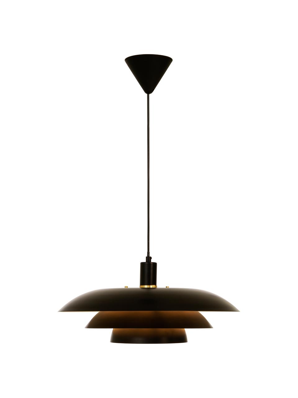 Lámpara de techo Epsilion, Pantalla: metal recubierto, Anclaje: plástico, Cable: plástico, Negro, Ø 45 x Al 21 cm