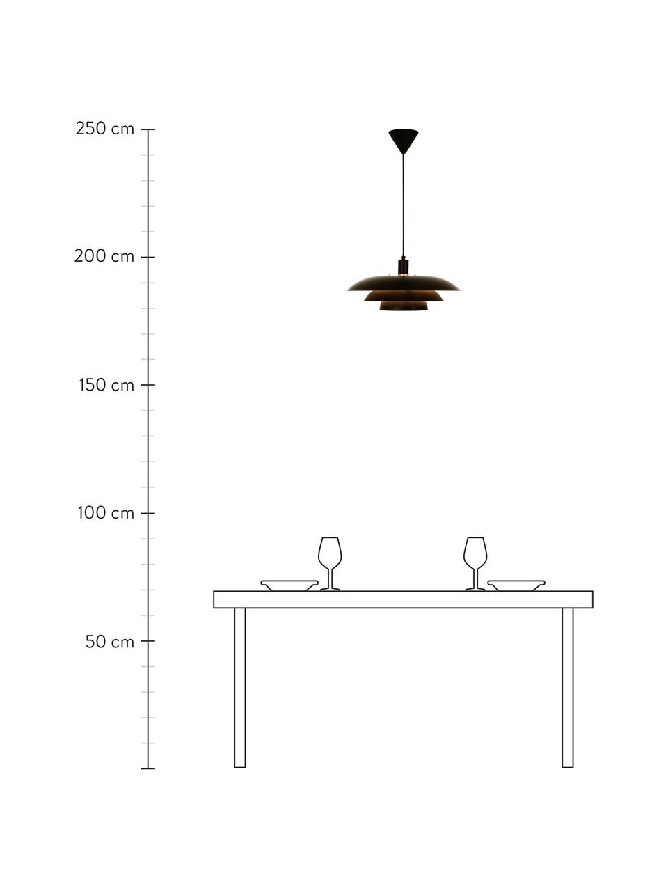 Hanglamp Epsilion in zwart, Lampenkap: gecoat metaal, Baldakijn: kunststof, Zwart, Ø 45 x H 21 cm