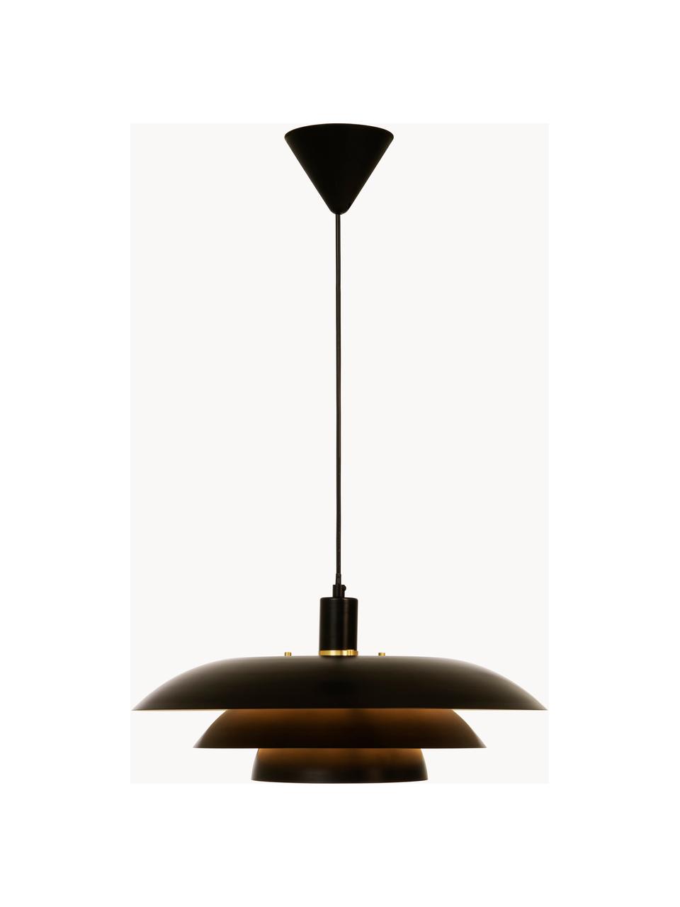 Hanglamp Epsilion, Lampenkap: gecoat metaal, Zwart, Ø 45 x H 21 cm