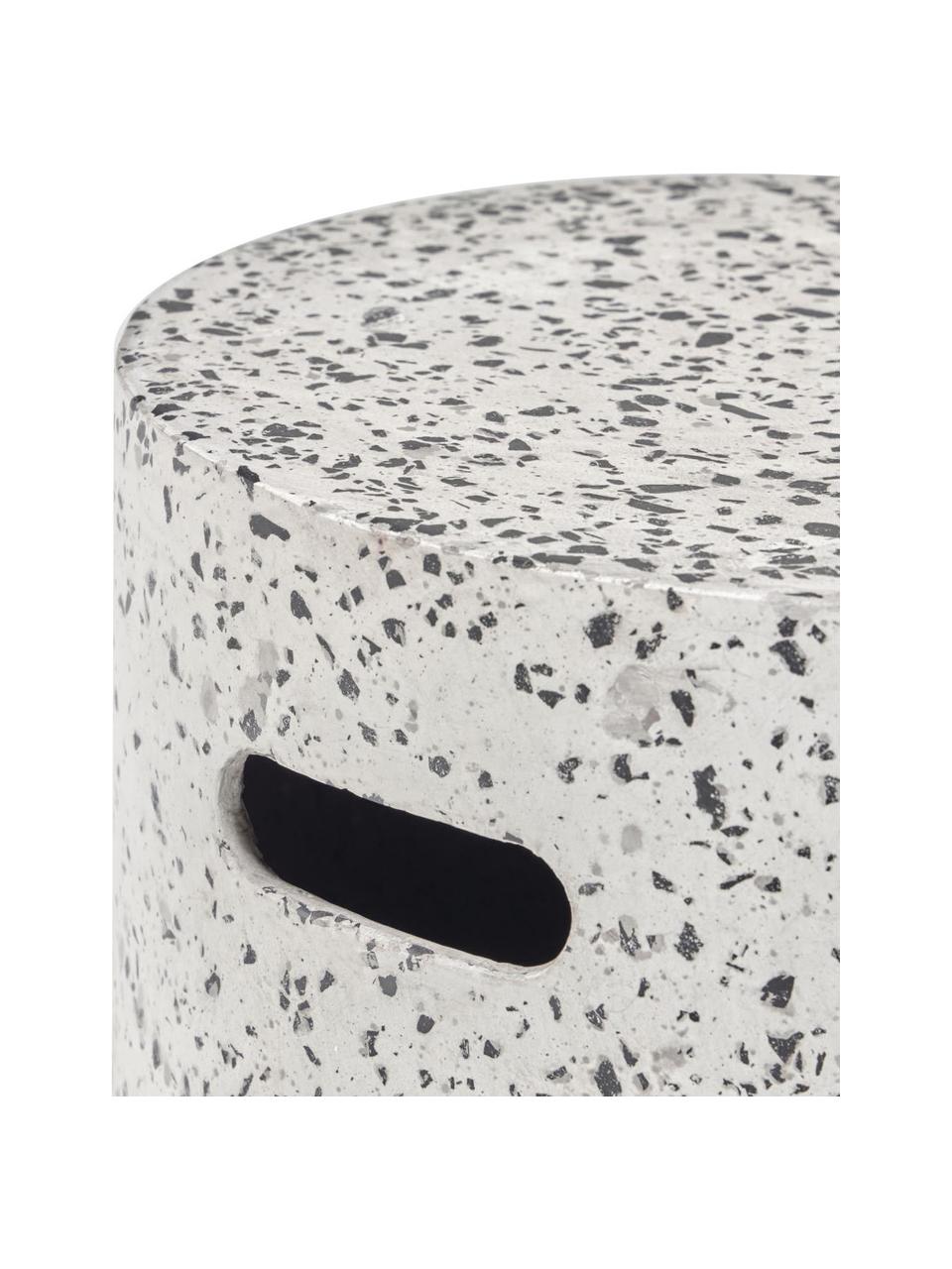 Zahradní odkládací stolek z terrazzo Janell, Cementové vlákno, Bílá, černá, Ø 35 cm, V 46 cm
