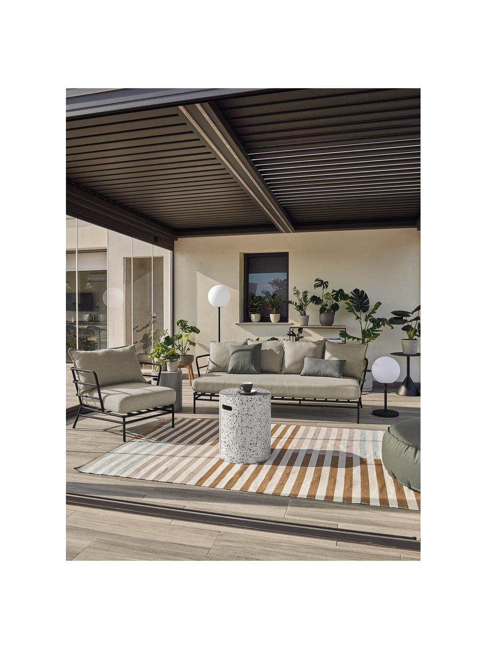 Zahradní odkládací stolek z terrazzo Janell, Cementové vlákno, Bílá, černá, Ø 35 cm, V 46 cm