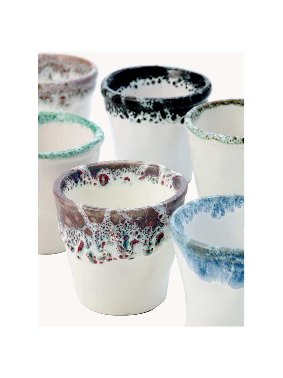 Sada ručně vyrobených pohárků Stone, 6 dílů, Keramika, Více barev, tlumeně bílá, Ø 6 cm, V 6 cm, 70 ml