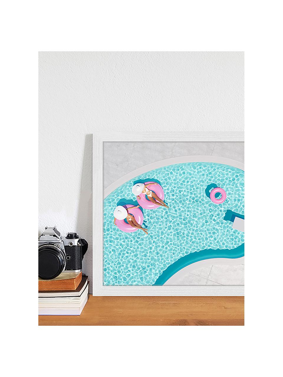 Gerahmter Digitaldruck Pink Vacation, Bild: Digitaldruck auf Papier, , Rahmen: Holz, lackiert, Front: Plexiglas, Mehrfarbig, 53 x 43 cm