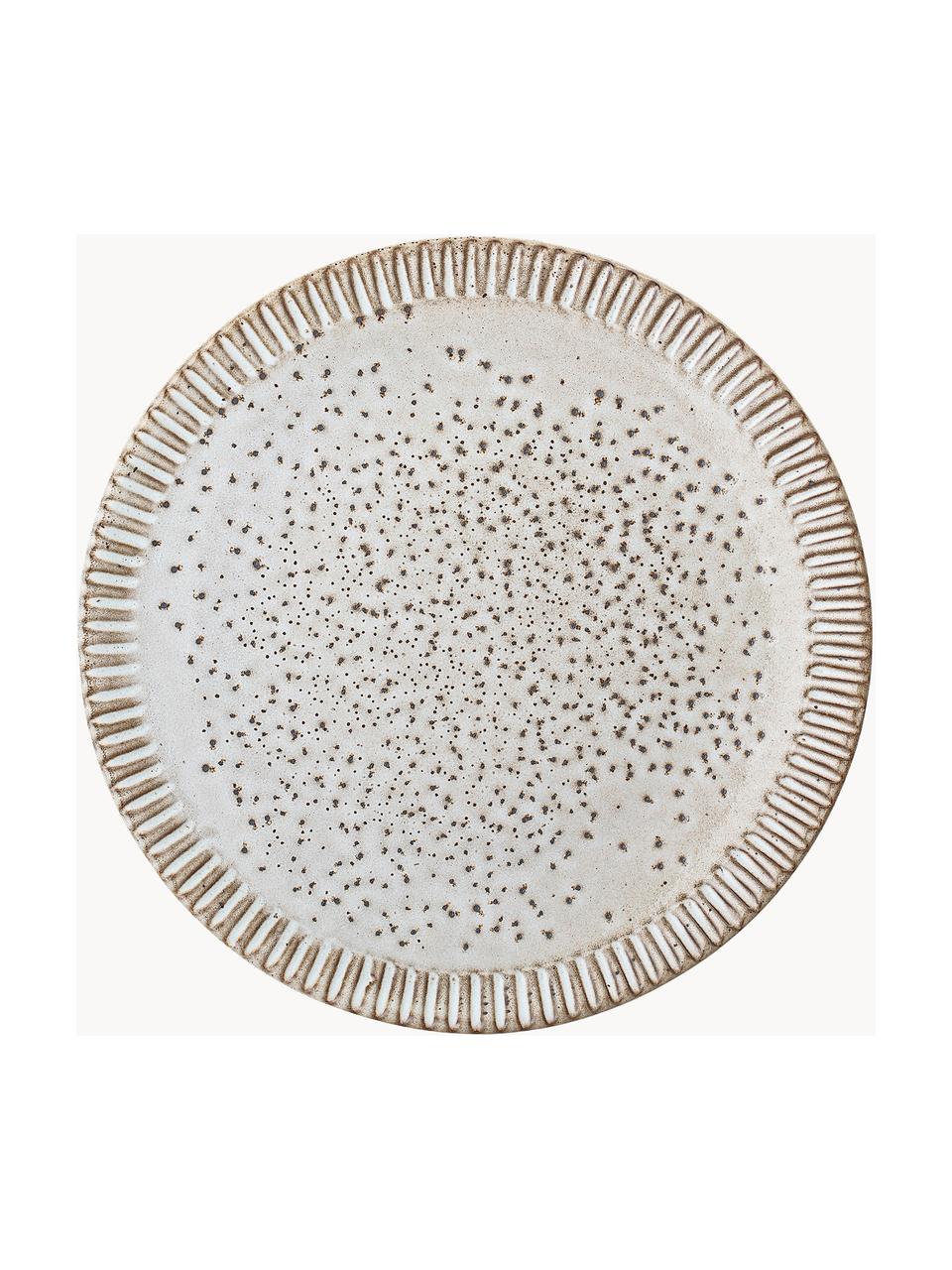 Assiettes plates faites main avec émail réactif Thea, 4 pièces, Grès cérame, Couleur crème, chiné, Ø 20 cm