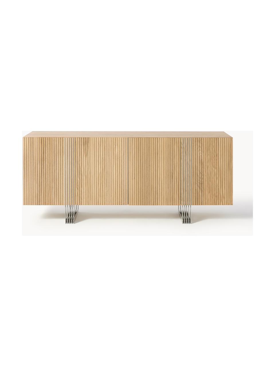 Holz-Sideboard Ross, Korpus: Spanplatte mit lackiertem, Beine: Metall Dieses Produkt wir, Eichenholz, hell lackiert, B 180 x H 75 cm