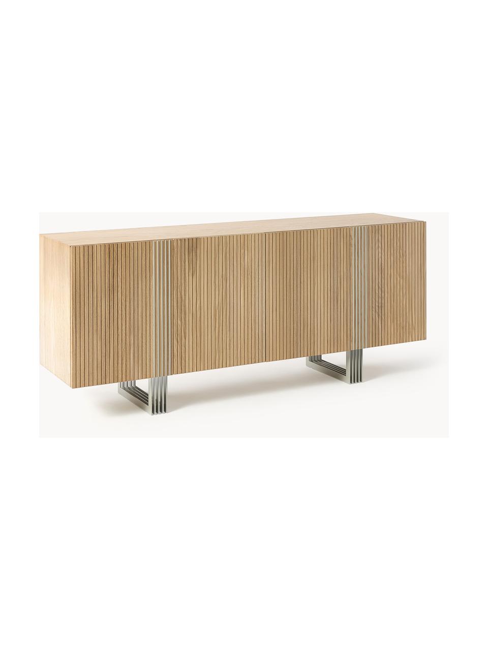 Holz-Sideboard Ross, Korpus: Spanplatte mit lackiertem, Beine: Metall Dieses Produkt wir, Eichenholz, hell lackiert, B 180 x H 75 cm