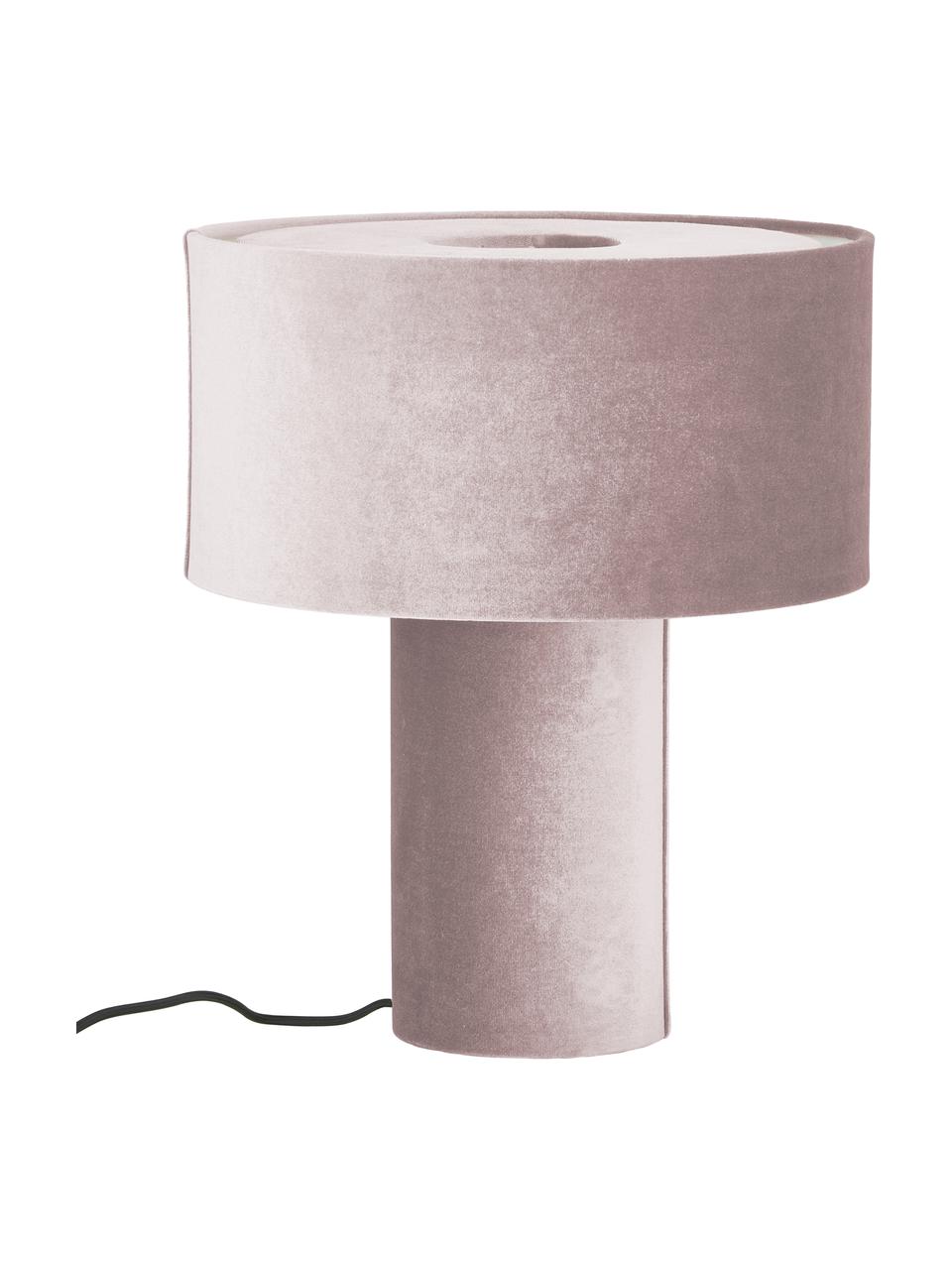 Samt-Tischlampe Frida in Altrosa, Lampenfuß: Kunststoff mit Samtbezug, Lampenschirm: Samt, Rosa, Ø 30 x H 36 cm