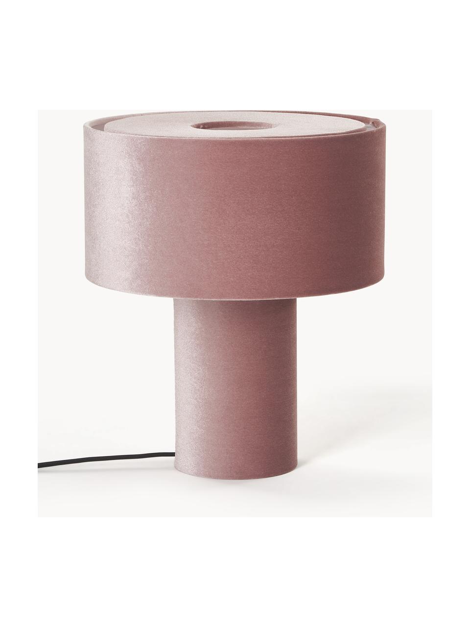 Lámpara de mesa de terciopelo Ron, Pantalla: terciopelo, Cable: cubierto en tela, Terciopelo rosa claro, Ø 30 x Al 35 cm