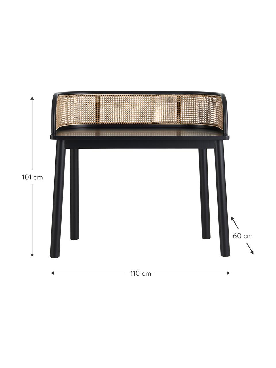Dřevěný psací stůl s vídeňskou pleteninou Vessi, Ratan, březové dřevo, Š 110 cm, H 60 cm