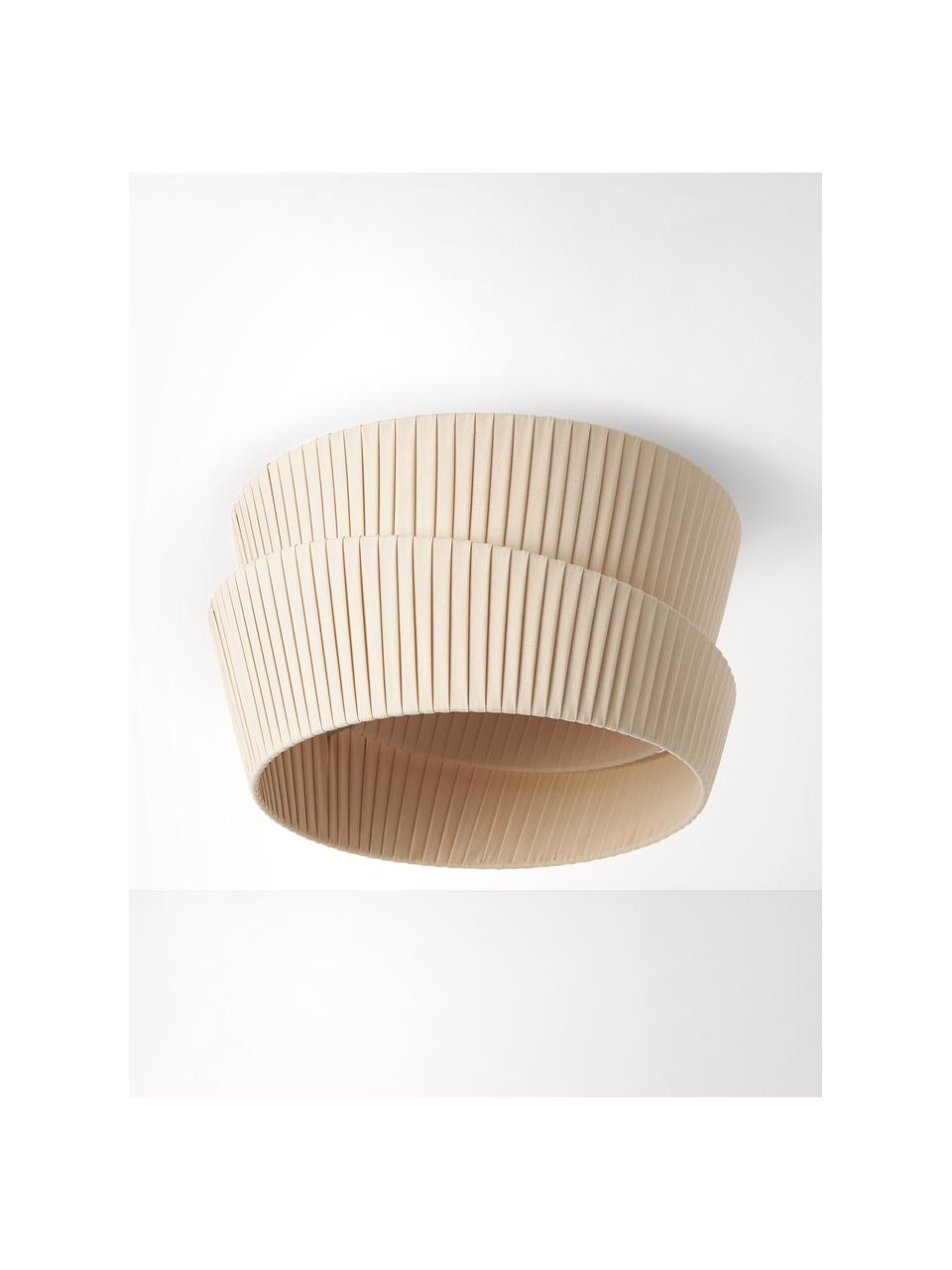 Plafón con pantala asimetrica Nyla, Pantalla: lino, Anclaje: metal con pintura en polv, Beige, Ø 45 x Al 28 cm