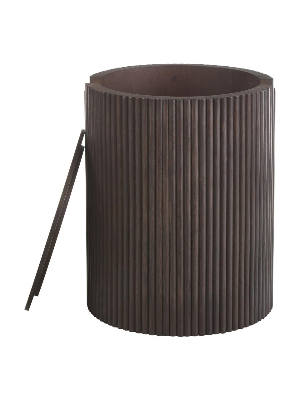 Dřevěný odkládací stolek s úložným prostorem Nele, MDF deska (dřevovláknitá deska střední hustoty) s jasanovou dýhou, Černá, Ø 40 cm, V 51 cm