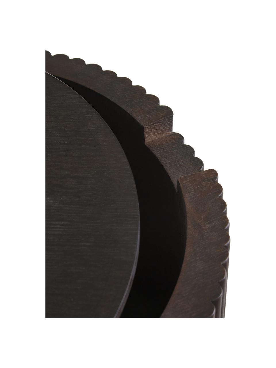 Table d'appoint avec rangement Nele, MDF (panneau en fibres de bois à densité moyenne) avec placage en frêne, Noir, Ø 40 x haut. 51 cm