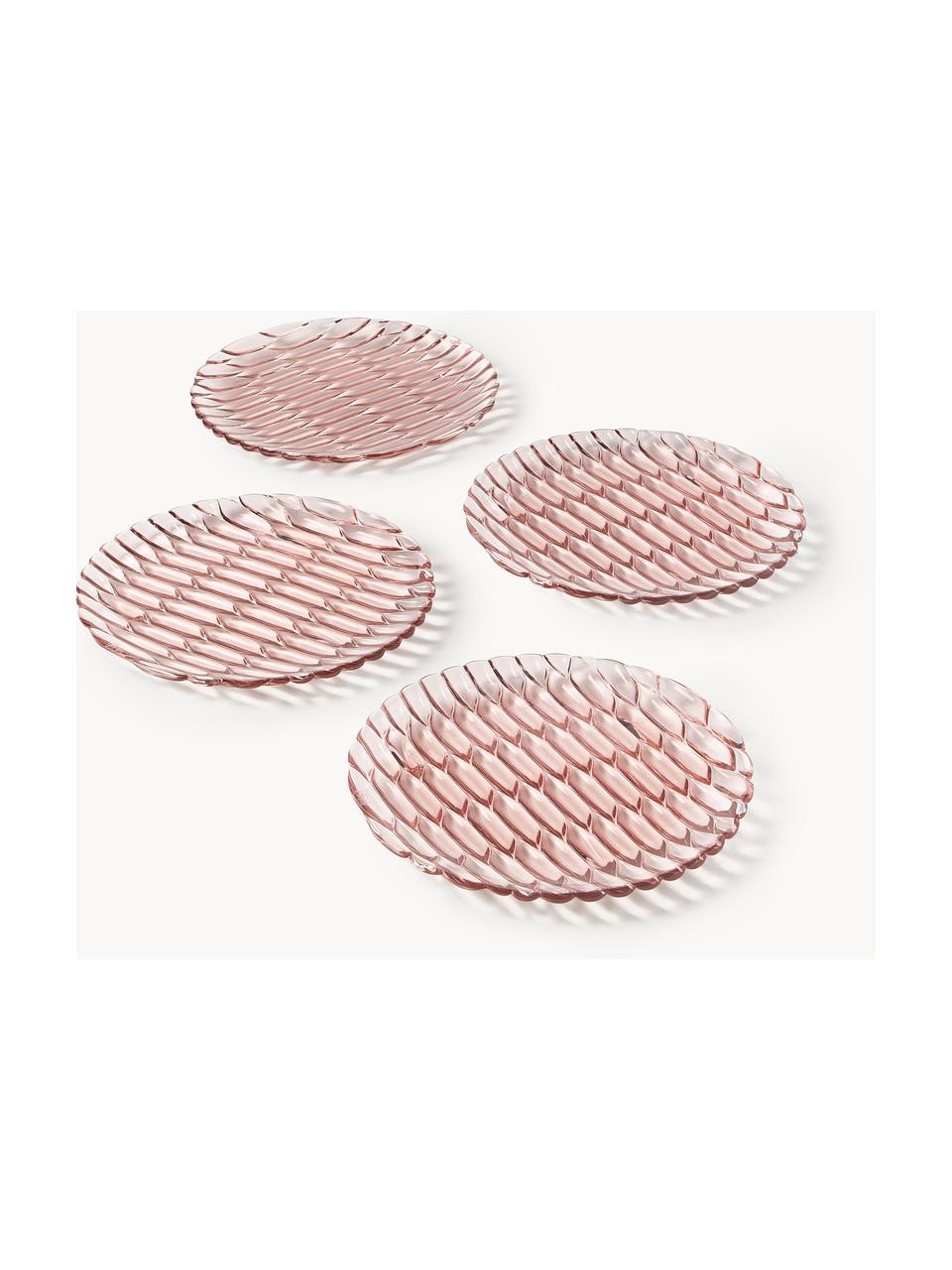 Platos postre con relieve Jellies, 4 uds., Plástico, Rosa claro, Ø 22 cm