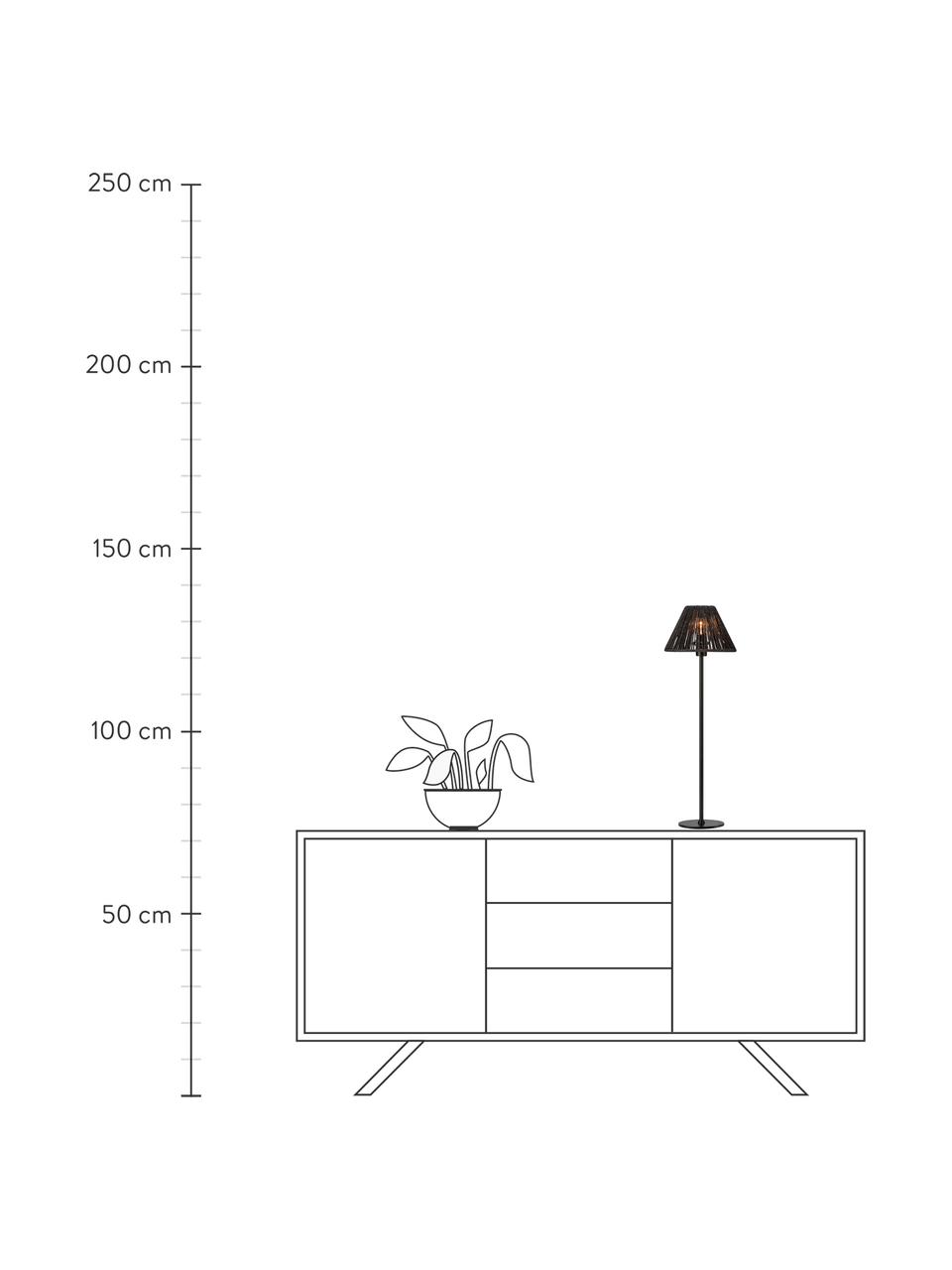 Große Tischlampe Corda mit Geflecht, Lampenschirm: Papier-Geflecht, Schwarz, Ø 20 x H 62 cm