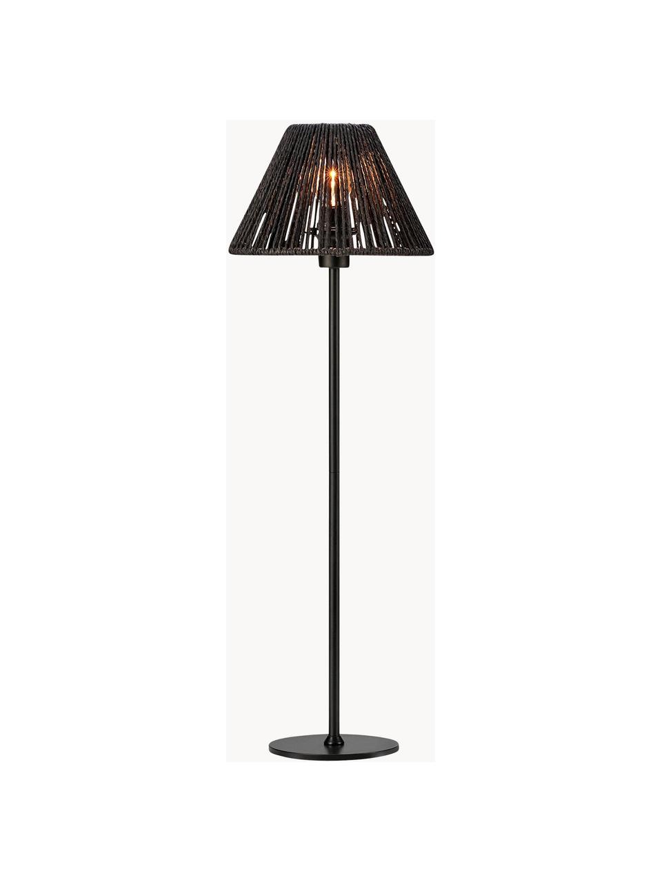 Grande lampe à poser abat-jour tressé Corda, Noir, Ø 20 x haut. 62 cm