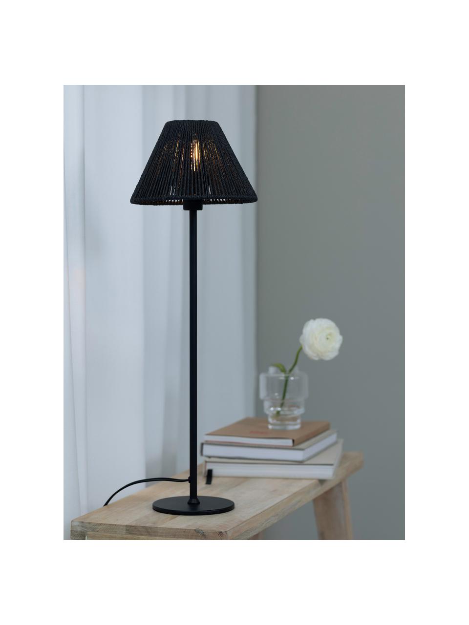 Velká stolní lampa s pleteninou Corda, Černá, Ø 20 cm, V 62 cm