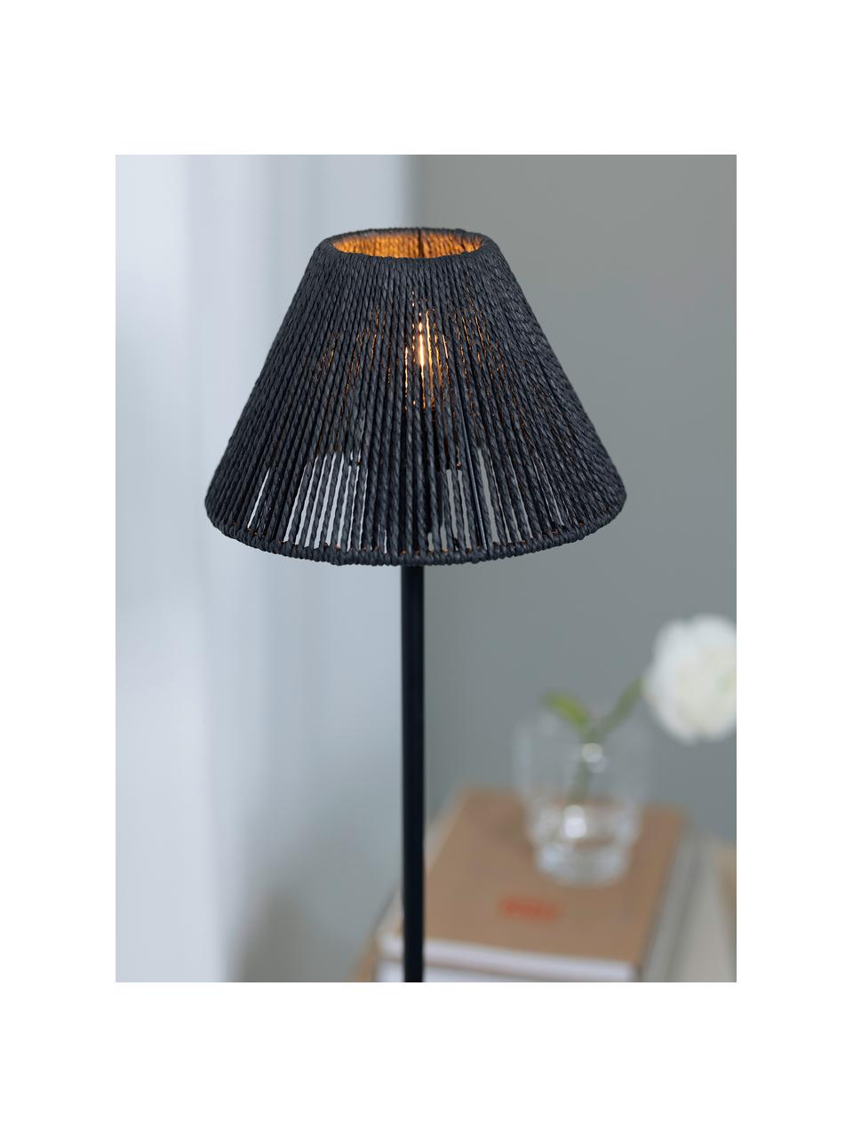 Grande lampe à poser abat-jour tressé Corda, Noir, Ø 20 x haut. 62 cm