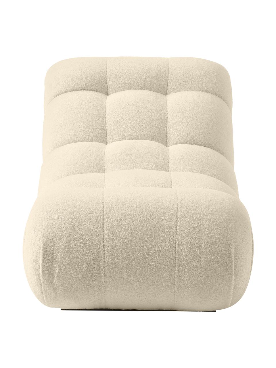 Fauteuil lounge tissu peluche Stanley, Tissu peluche blanc crème, larg. 74 x prof. 122 cm