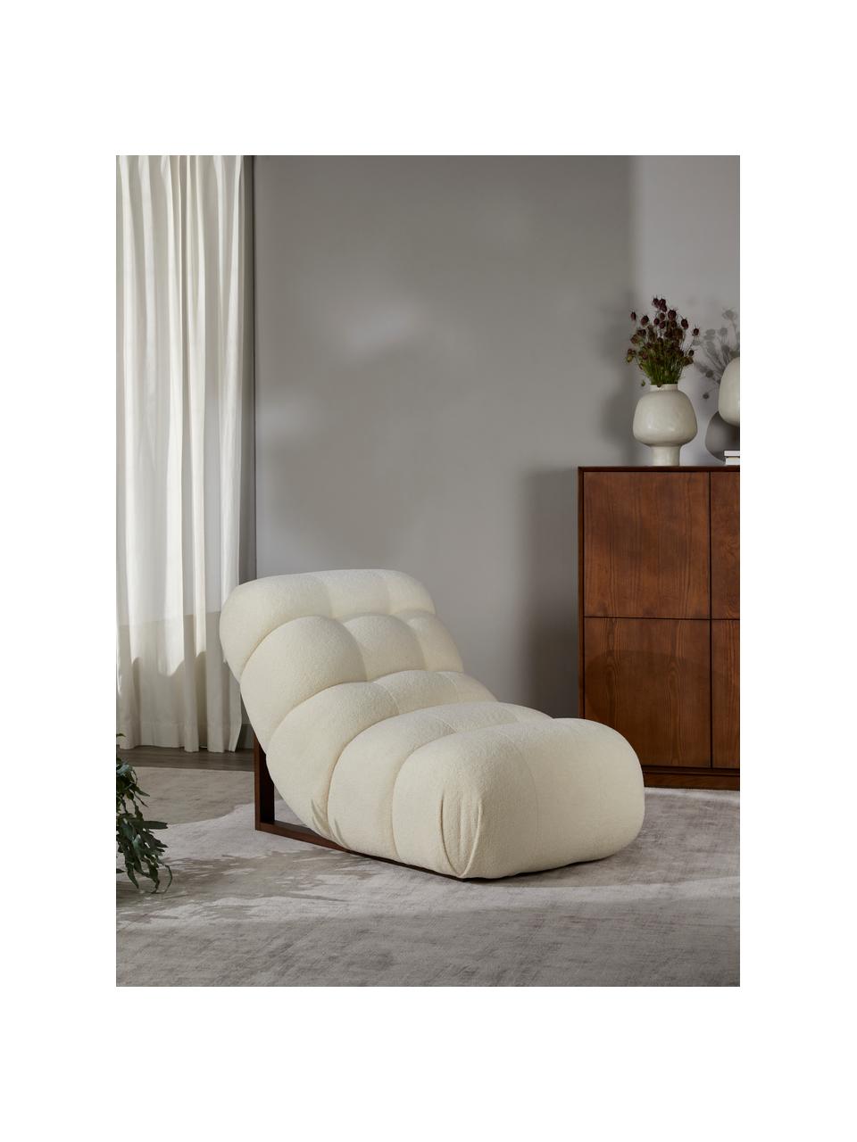 Fauteuil lounge tissu peluche Stanley, Tissu peluche blanc crème, larg. 74 x prof. 122 cm