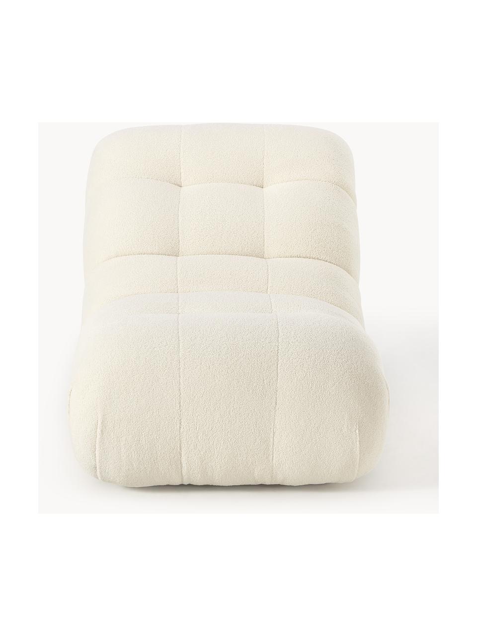 Fauteuil lounge tissu peluche Stanley, Peluche blanc cassé, larg. 74 x prof. 122 cm