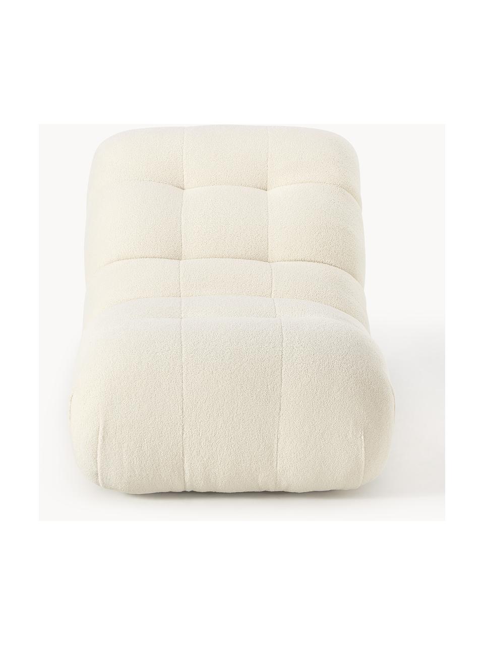 Poltrona in tessuto teddy Stanley, Rivestimento: 100% poliestere Con 40.00, Struttura: legno di frassino massicc, Teddy bianco latte, Larg. 74 x Prof. 122 cm