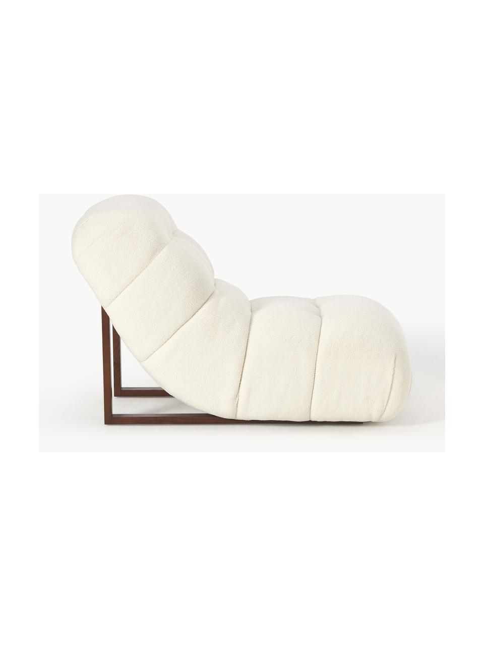 Fauteuil lounge tissu peluche Stanley, Peluche blanc cassé, larg. 74 x prof. 122 cm