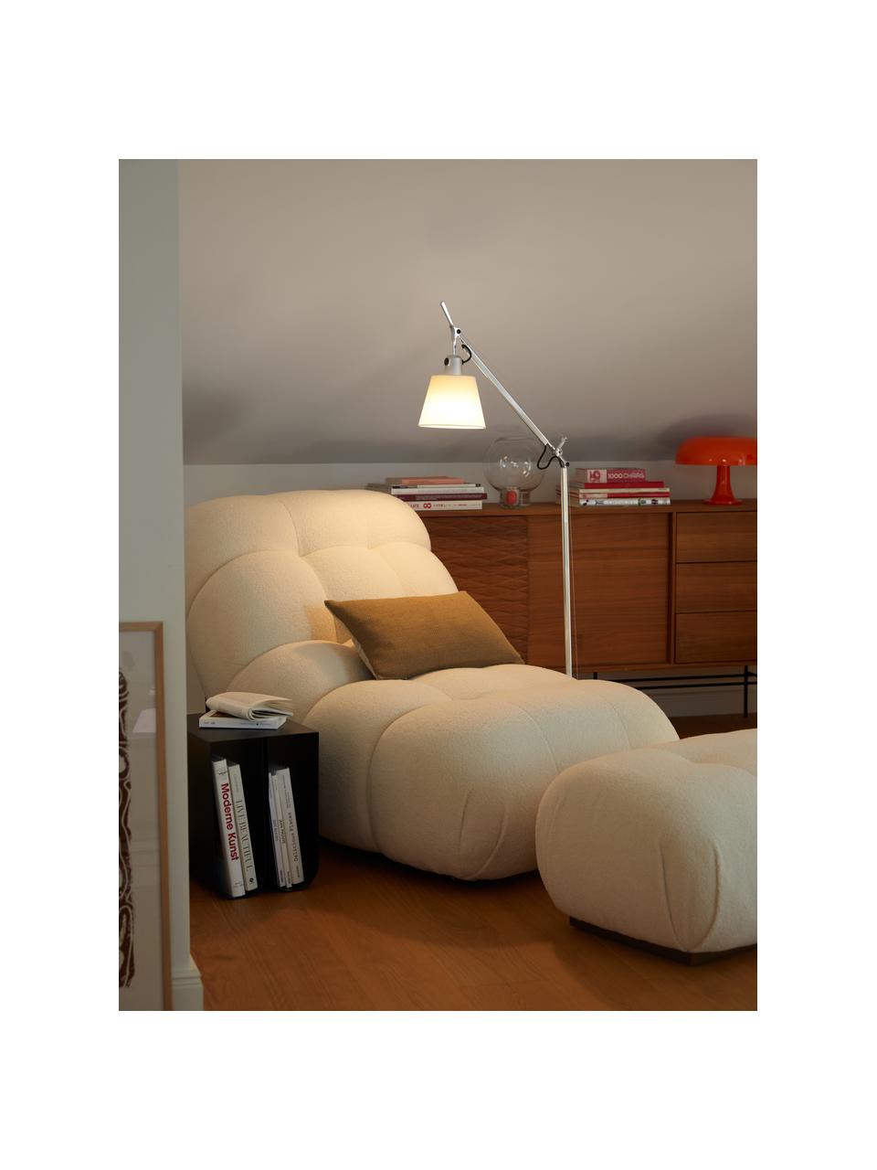 Fauteuil lounge tissu peluche Stanley, Peluche blanc cassé, larg. 74 x prof. 122 cm