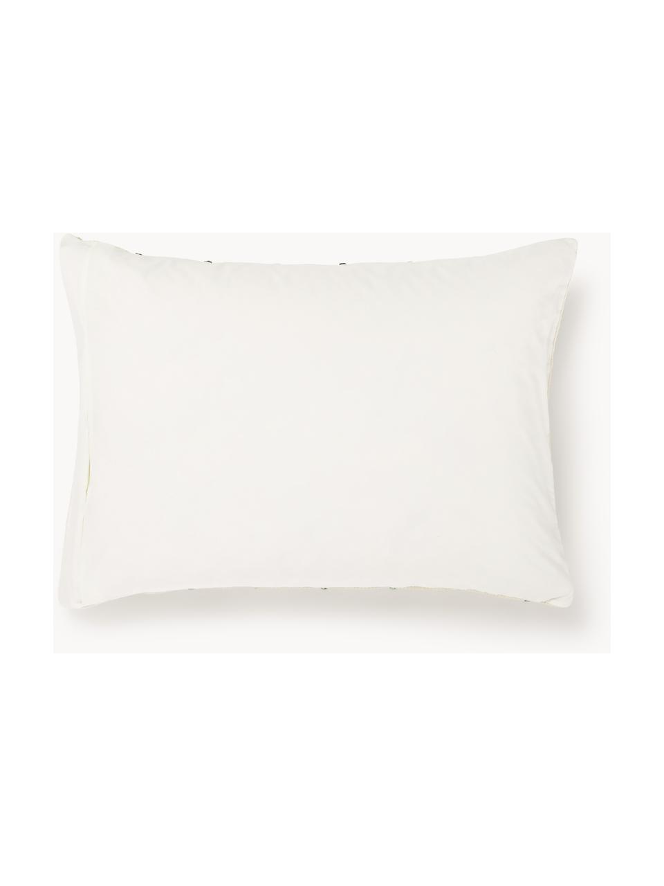 Taie d'oreiller en percale de coton Arabella, Tons verts, blanc crème, larg. 50 x long. 70 cm