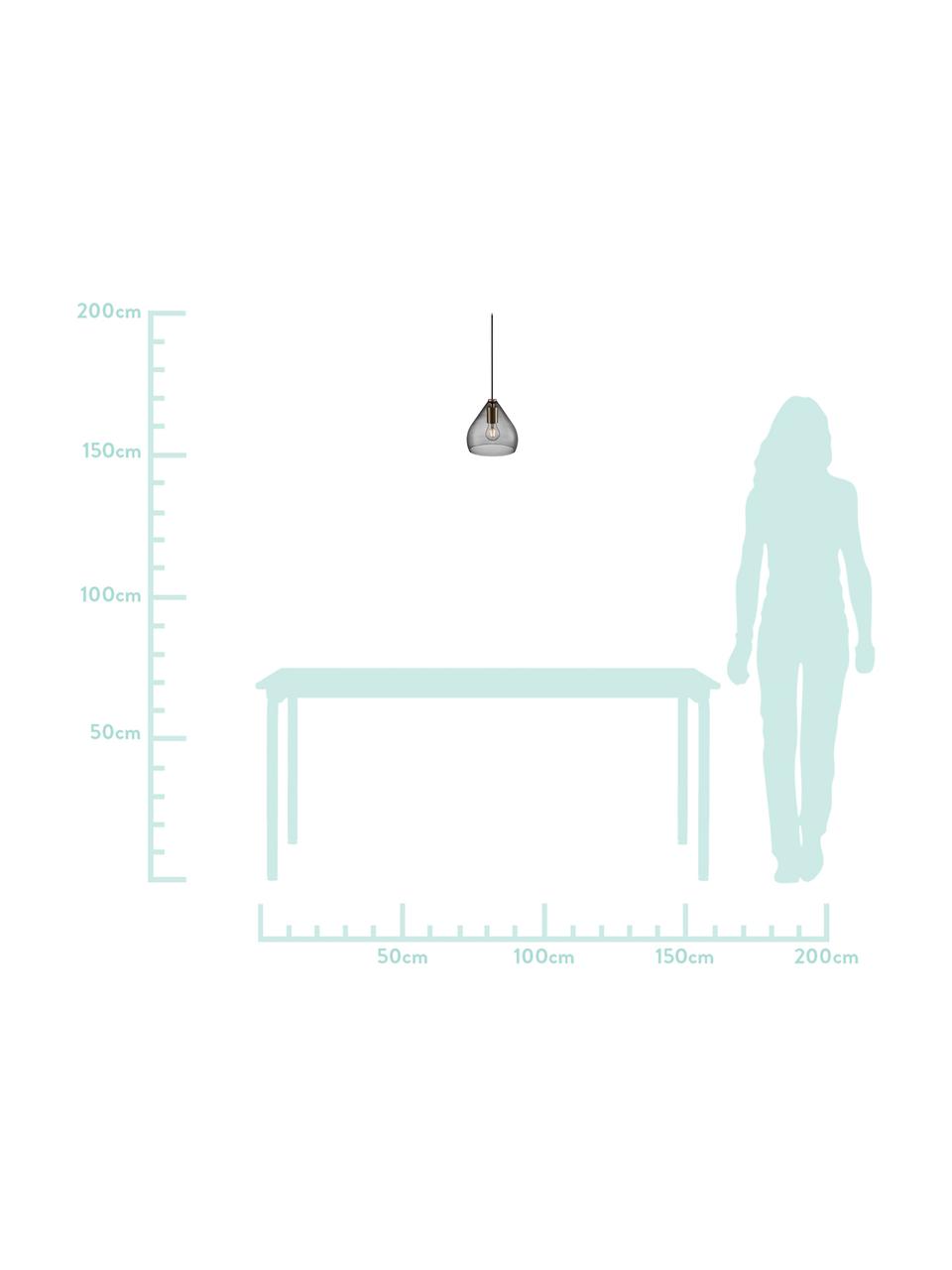 XS-hanglamp Sence, Lampenkap: glas, Grijs, Ø 21 x H 20 cm