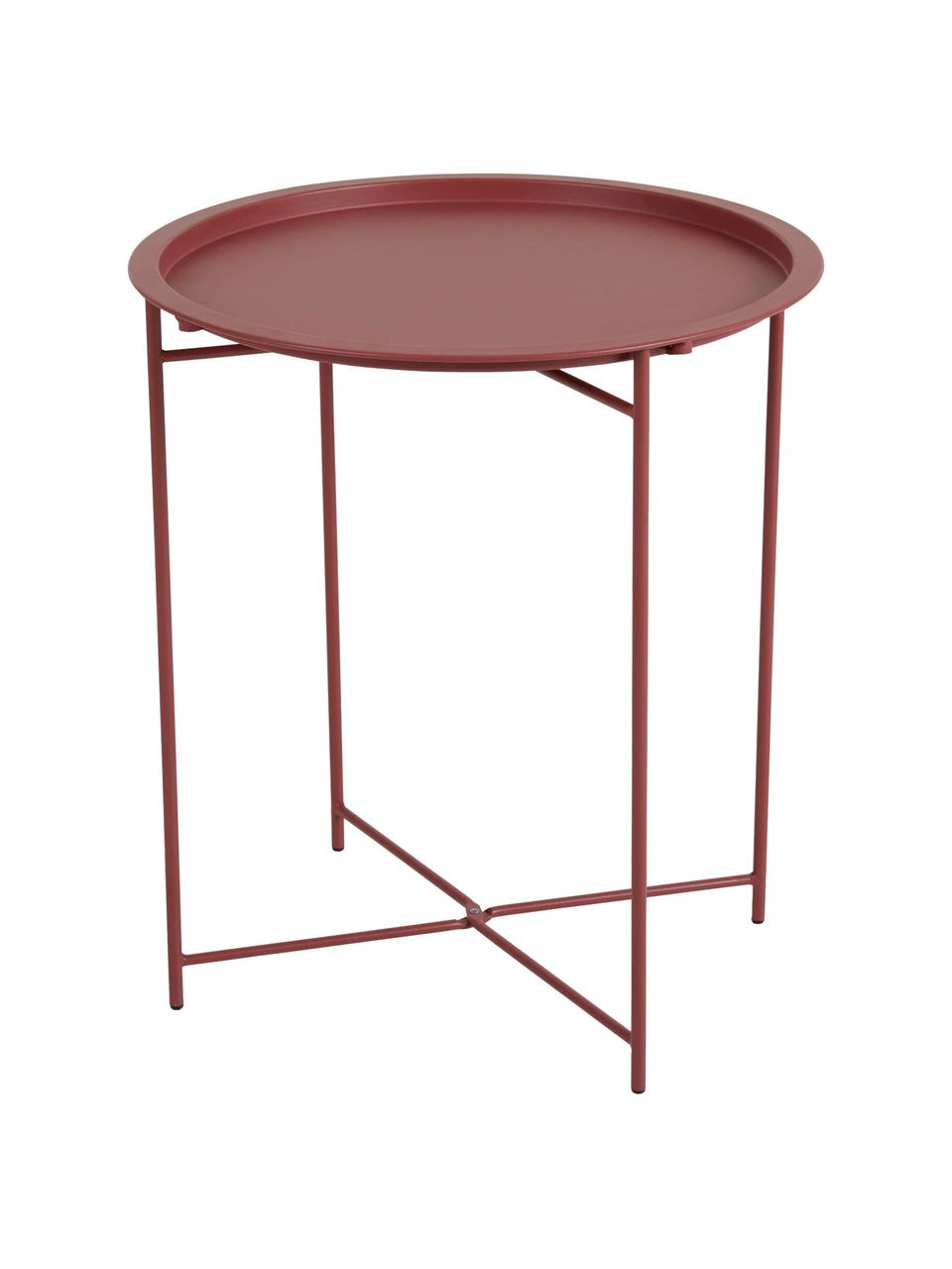 Table ronde en métal Sangro, Métal, laqué, Rouge, Ø 46 x haut. 52 cm