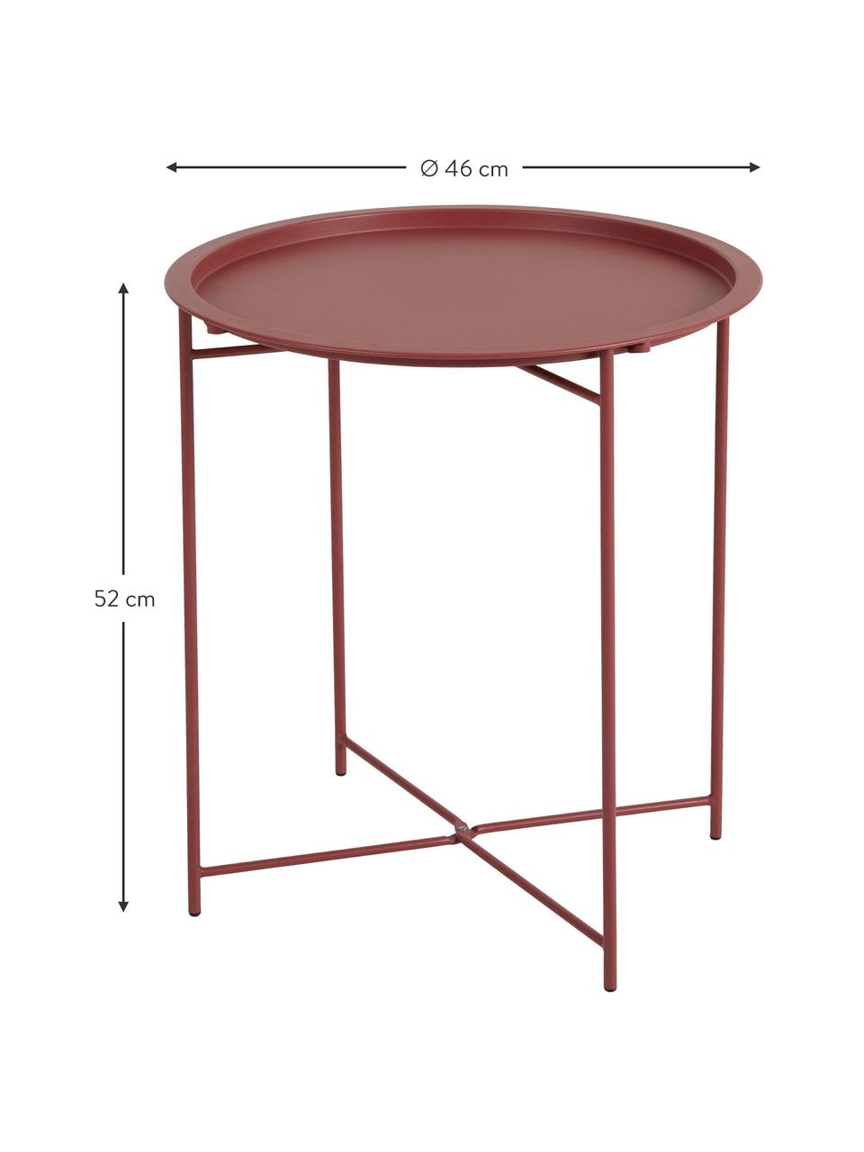 Runder Tablett-Tisch Sangro aus Metall, Metall, pulverbeschichtet, Rot, Ø 46 x H 52 cm