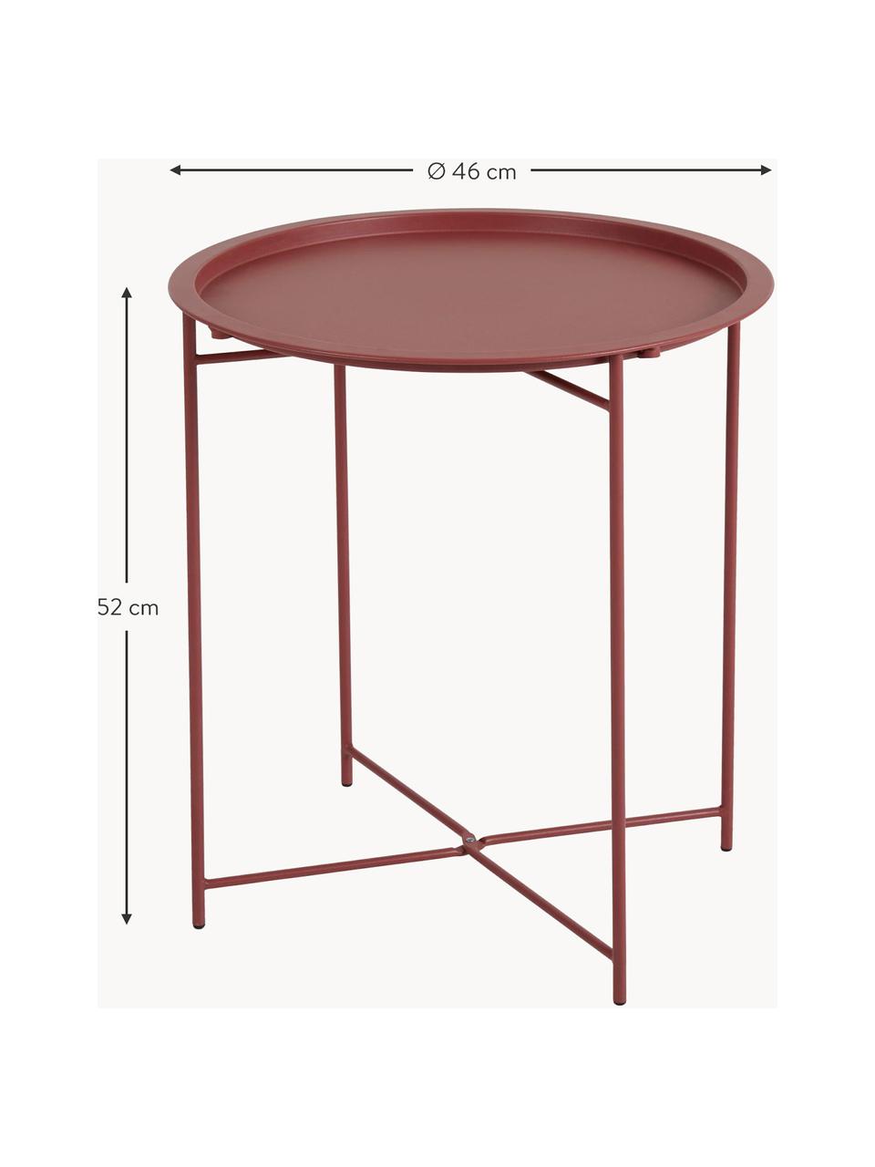 Okrúhly kovový stolík s podnosom Sangro, Kov s práškovým náterom, Hrdzavočervená, Ø 46 x V 52 cm