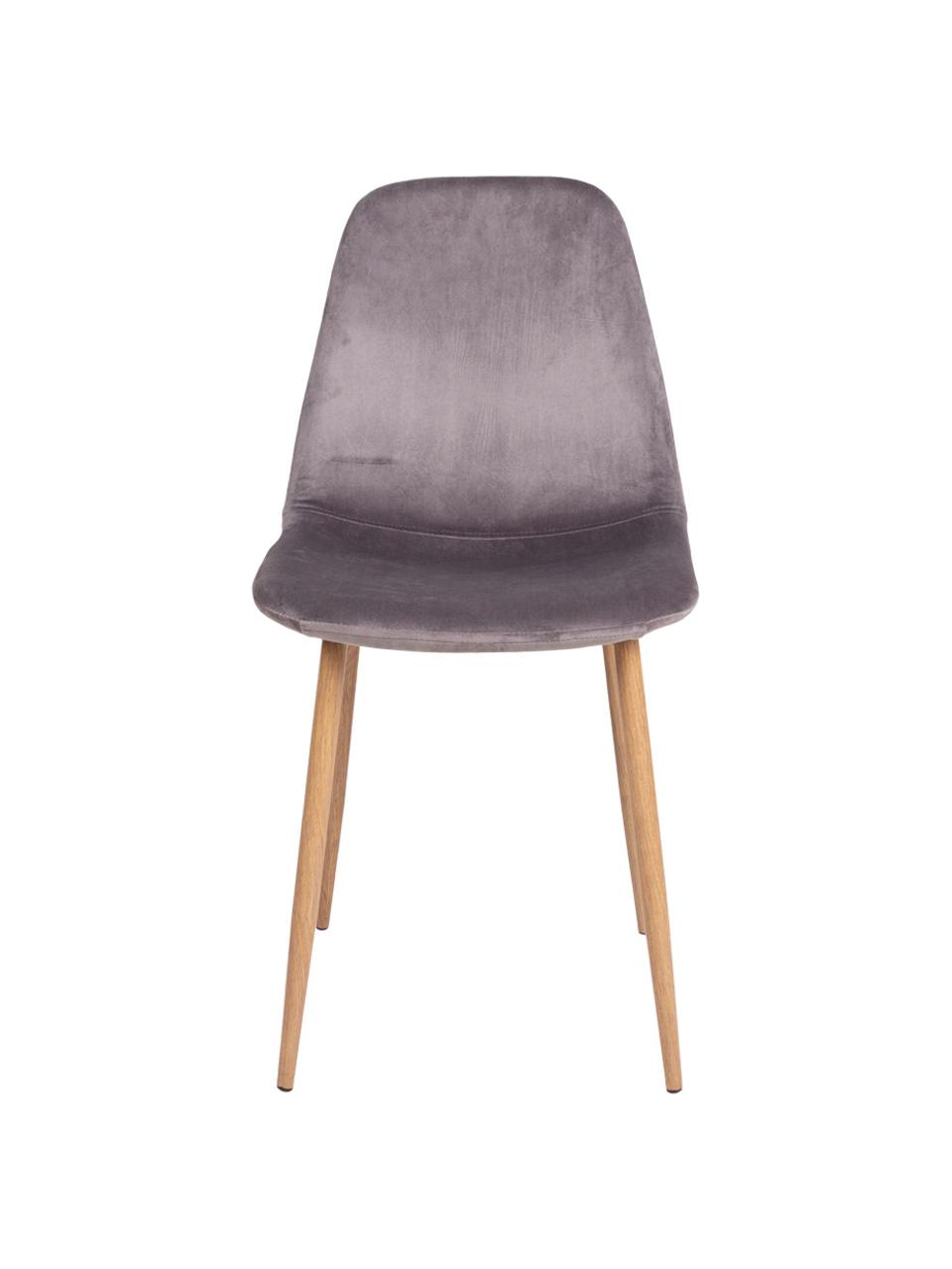 Krzesło tapicerowane z aksamitu Stockholm, Tapicerka: aksamit poliestrowy, Nogi: metal powlekany, Szary aksamit, jasny brązowy, S 47 x G 50 cm