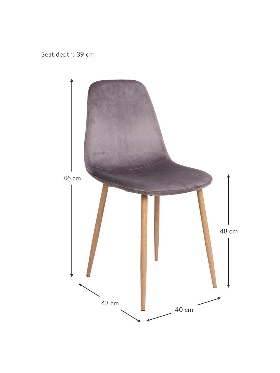 Sametová čalouněná židle Stockholm, Šedá, světle hnědá, Š 47 cm, H 50 cm