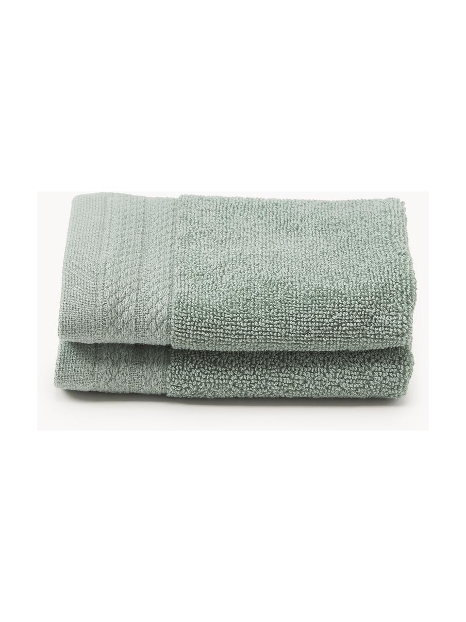 Serviette de toilette en coton bio Premium, tailles variées, Vert sauge, larg. 50 x long. 100 cm, 2 pièces