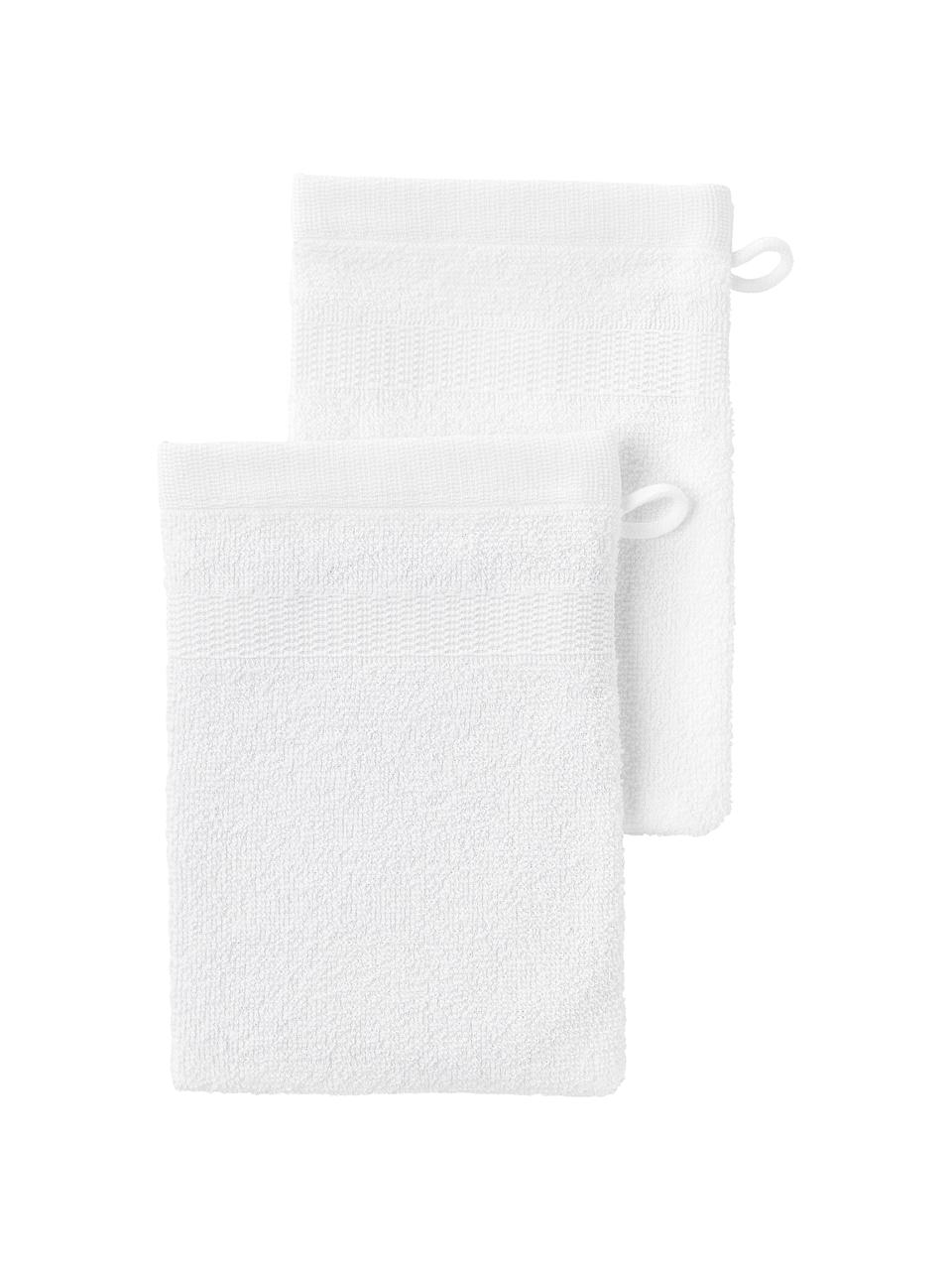 Rękawica kąpielowa z bawełny Camila, 2 szt., Biały, S 16 x W 22 cm