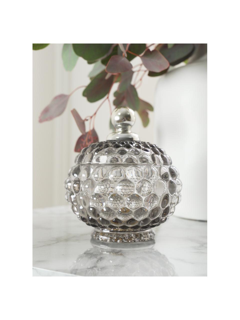 Petite boîte de rangement en verre Miya, Verre, Gris clair, couleur dorée, Ø 10 x haut. 11 cm