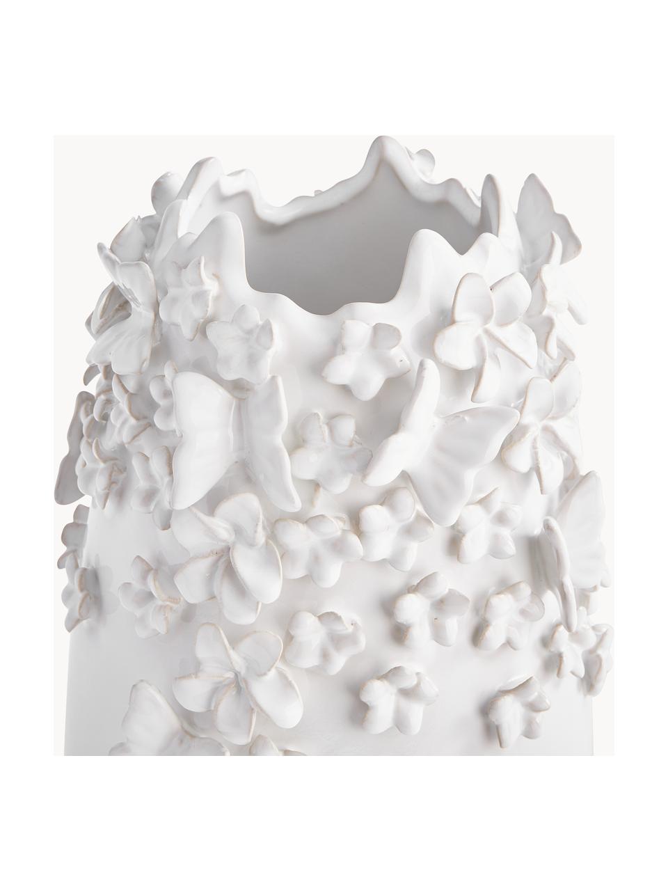 Vase Daphne mit 3D-Verzierung, H 35 cm, Steingut, lackiert, Weiss, Ø 23 cm x H 35 cm