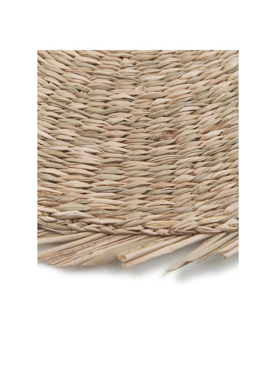 Mantel individual redondo de seagrass Whirl, Seagrass, Beige, Ø 38 cm