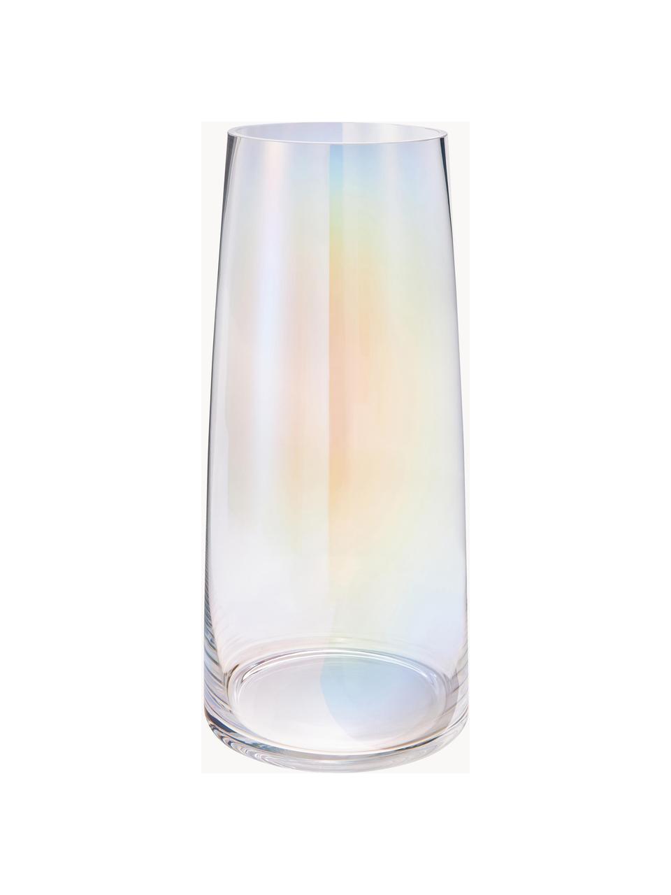 Vase irisé soufflé bouche Myla, Verre, Transparent, irisé, Ø 18 x haut. 40 cm