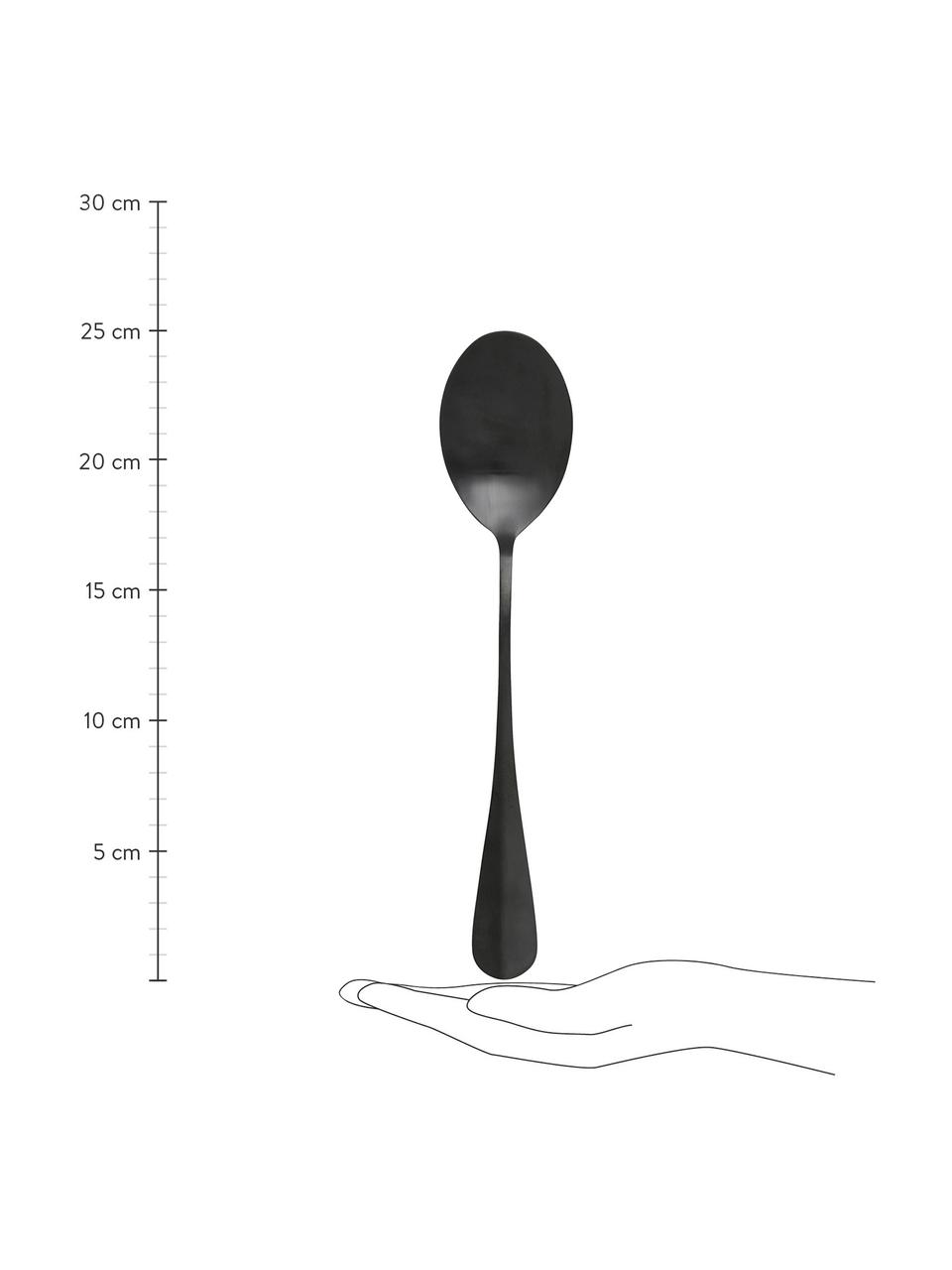 Zwarte saladebestekset Black van edelstaal, 2-delig, Roestvrij staal, PVD-gecoat 

Het bestek is gemaakt van roestvrij staal. Het is daardoor duurzaam, roest niet en is bestand tegen bacteriën., Mat zwart, L 25 cm