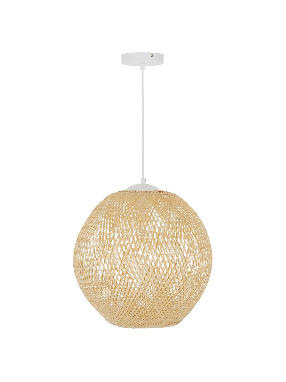Hanglamp Jess, Lampenkap: bamboehout, Lampenkap: bamboe
 Baldakijn en lampframe: mat wit
 Snoer: wit, Ø 40 x H 39 cm