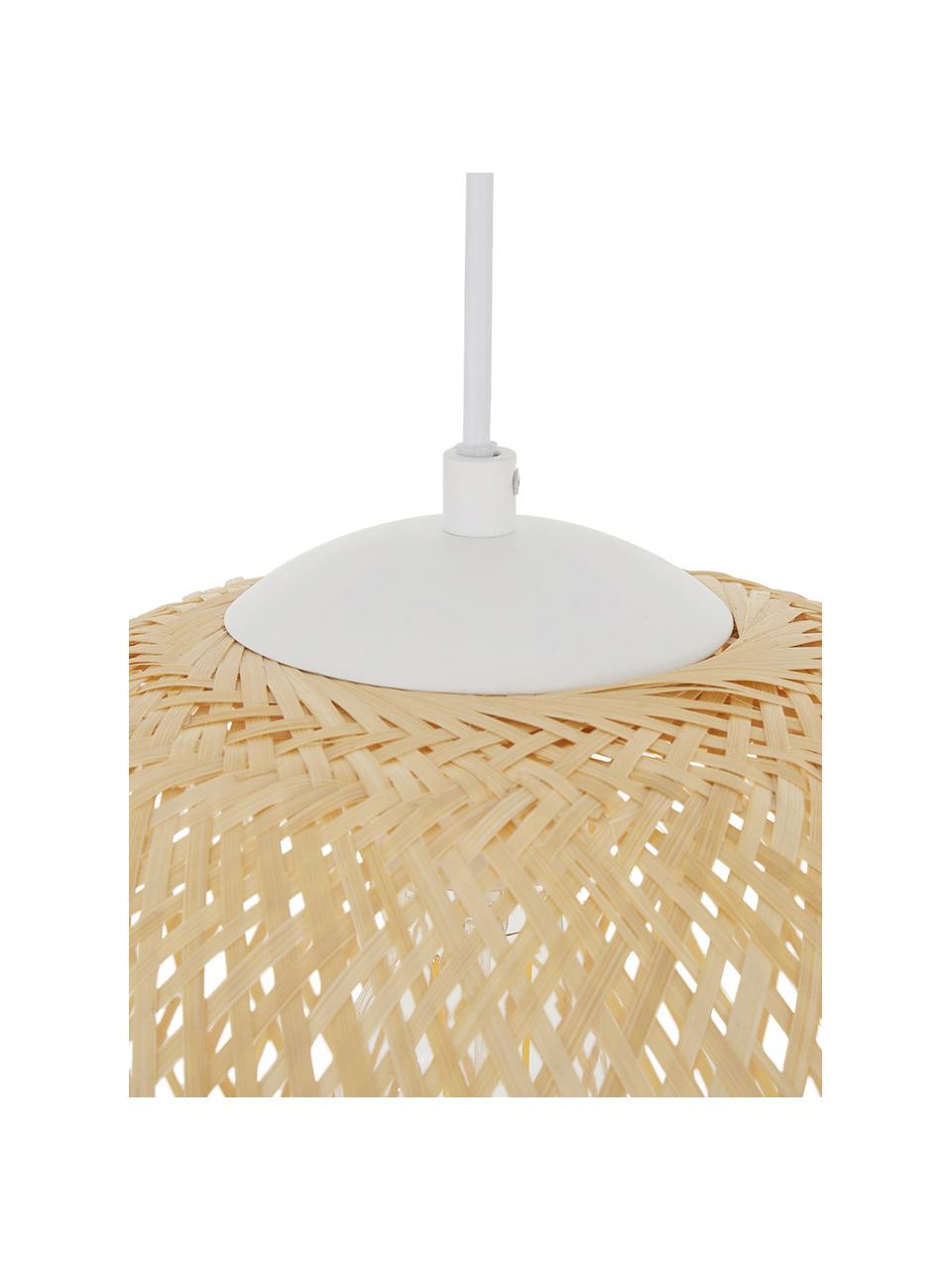 Hanglamp Jess, Lampenkap: bamboehout, Lampenkap: bamboe
 Baldakijn en lampframe: mat wit
 Snoer: wit, Ø 40 x H 39 cm