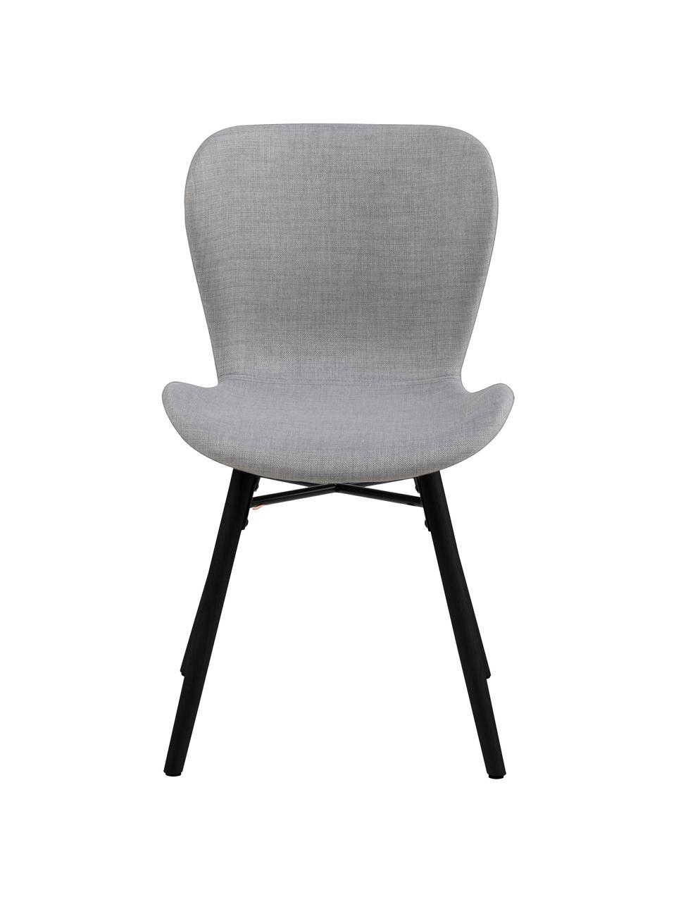 Gestoffeerde stoelen Batilda in lichtgrijs, 2 stuks, Bekleding: 100% polyester, Poten: rubberhout, gecoat, Geweven stof lichtgrijs, zwart, 47 x 53 cm