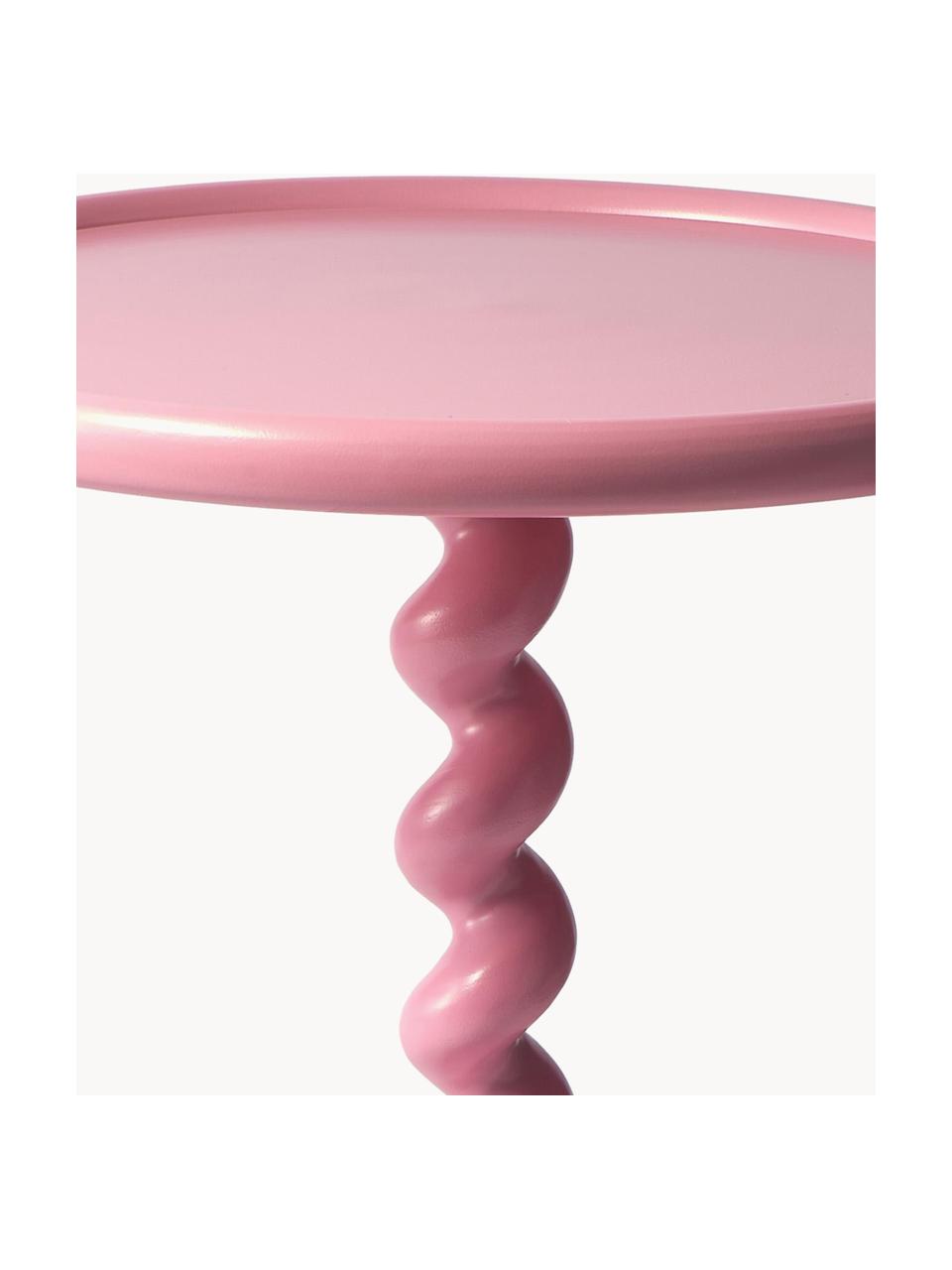 Mesa auxiliar redonda Twister, Aluminio con pintura en polvo, Rosa pálido, Ø 46 x Al 56 cm