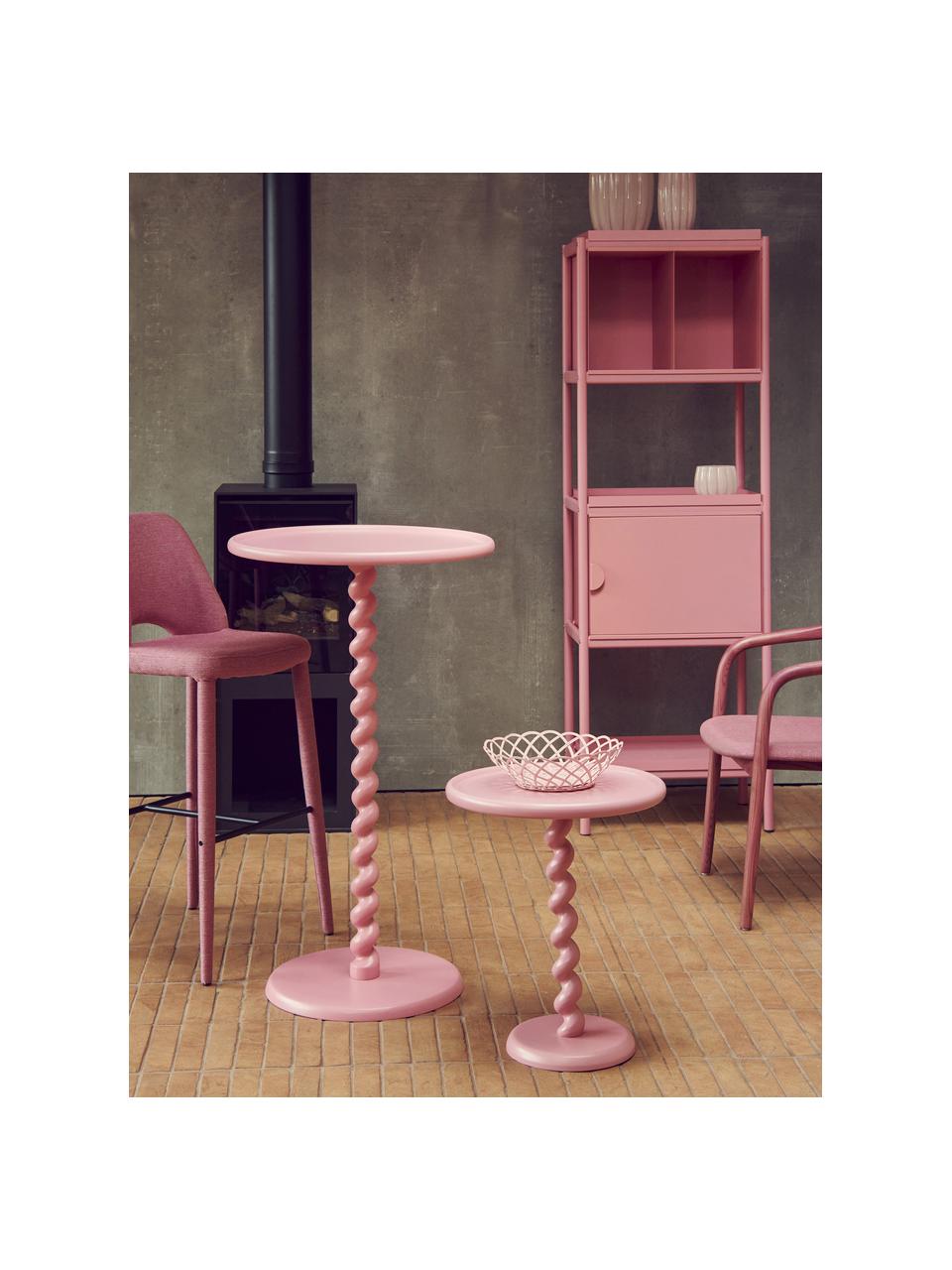 Stolik pomocniczy Twister, Aluminium malowane proszkowo, Jasny różowy, Ø 46 x W 56 cm