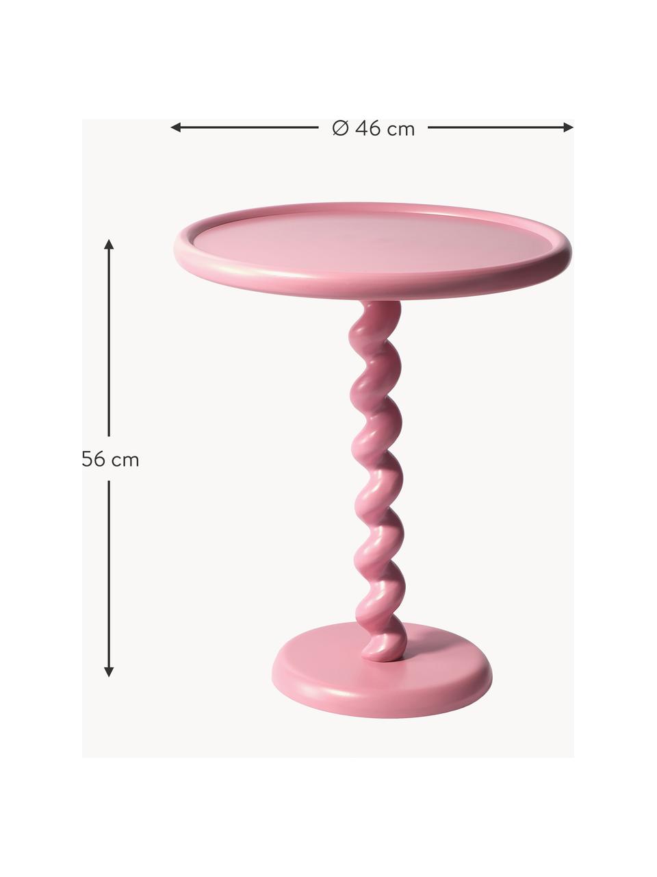 Tavolino rotondo Twister, Alluminio laccato a polvere, Rosa chiaro, Ø 46 x Alt. 56 cm